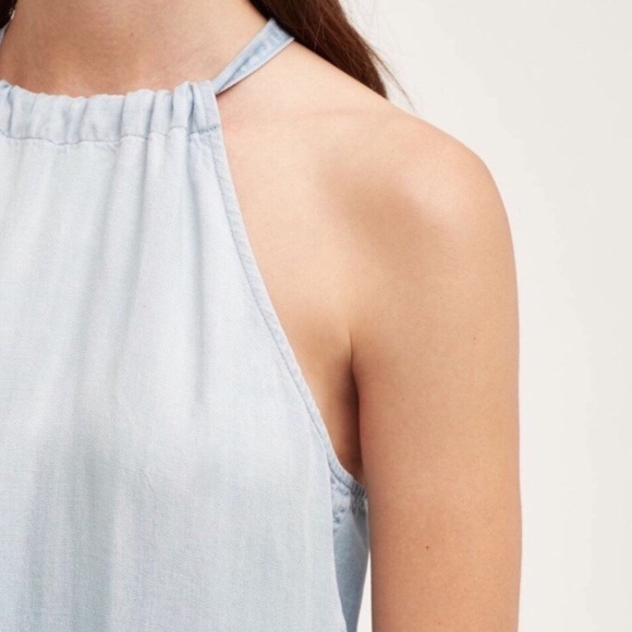 Cloth & Stone Blue Dress “High Tide” Halter Mini Anthro Light Wash Size S Petite - Picture 4 of 9